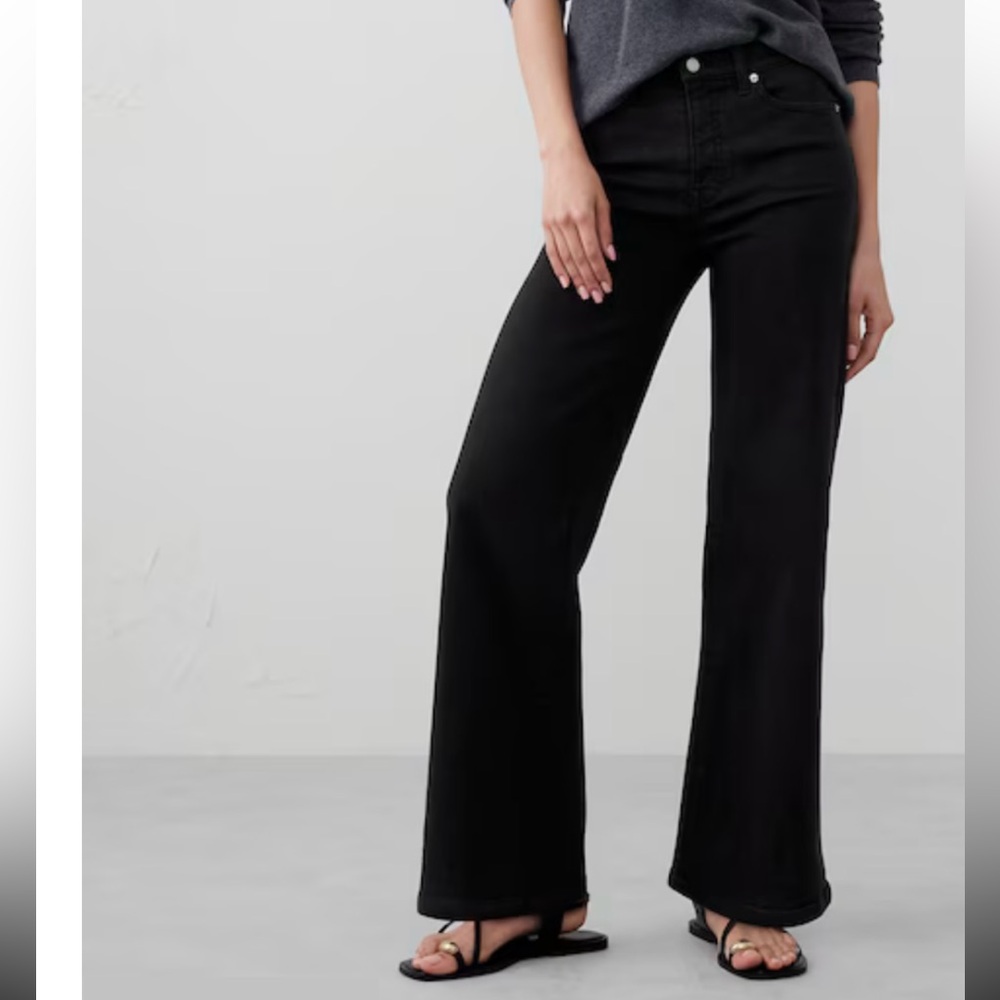 Banana Republic Factory Wide-Leg High Rise Jeans Black 25P Petite EUC